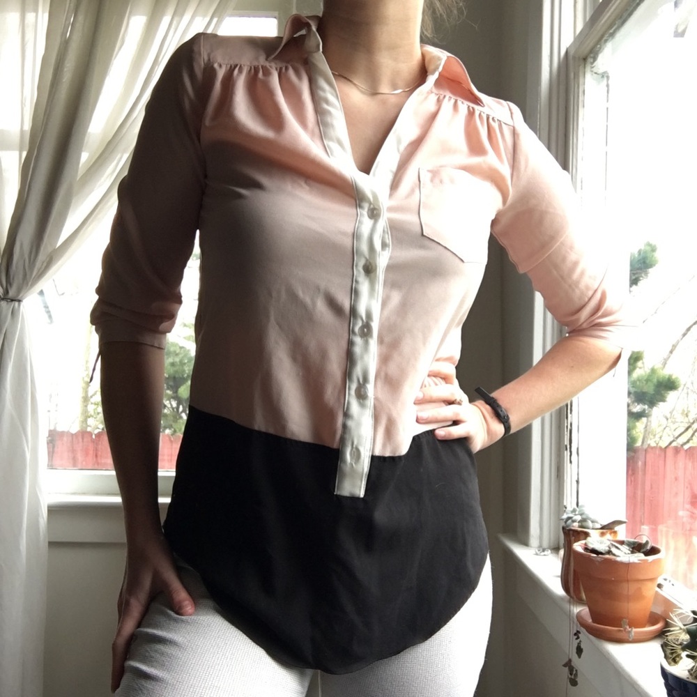 Button Down Shirt 3/4 Sleeve Extra Small